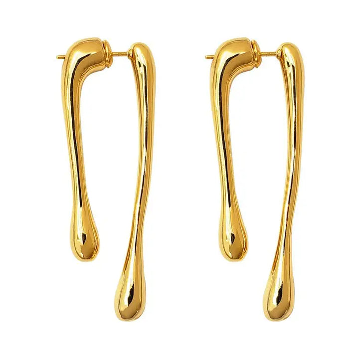 Unique y2k dripping earrings for a creative outfit with jacket - standart / gold - earrings