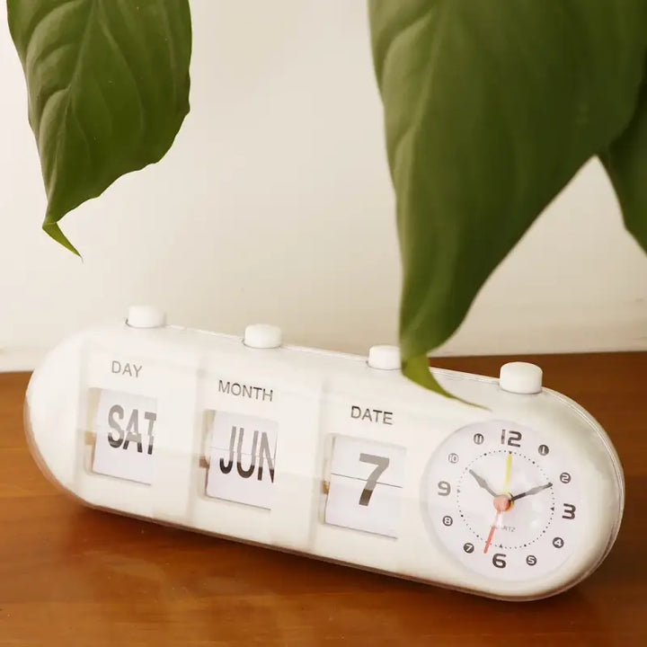 Aesthetic flip clock for stylish home decor and unique flair - white