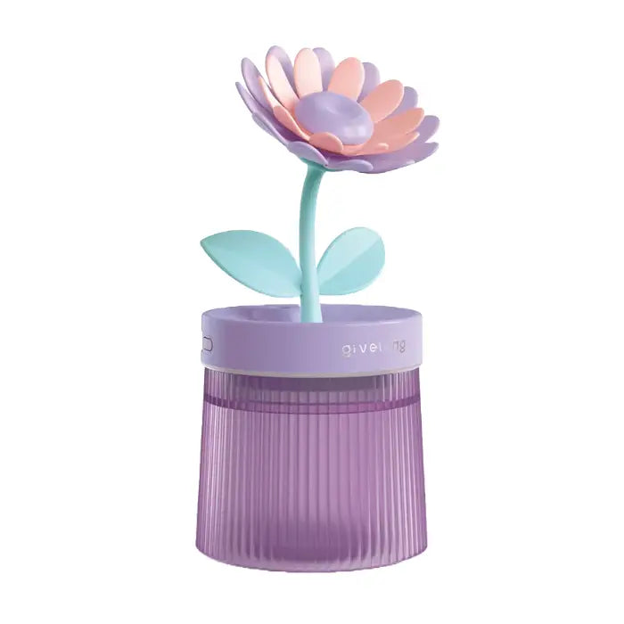 Aesthetic flower humidifier for home decor and functionality - purple