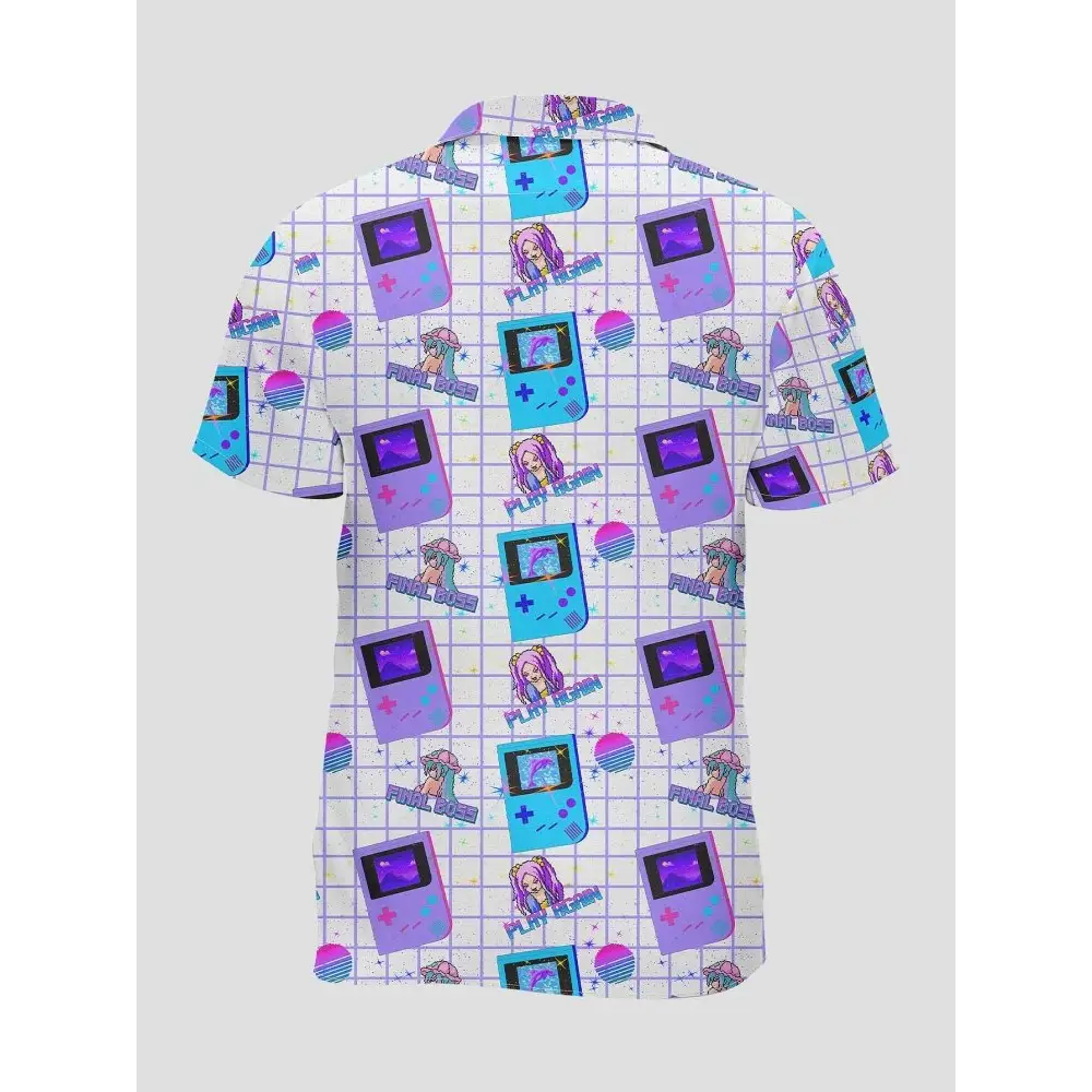 Aesthetic gamer vaporwave hawaiian shirt - shirt-merged design (model t58)