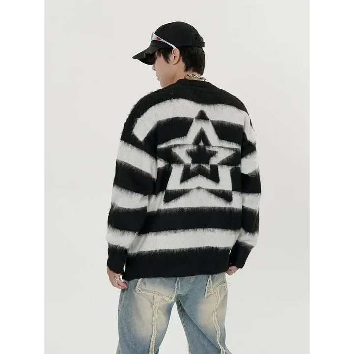 Y2k design splicing pullover jacket with long sleeves in wool