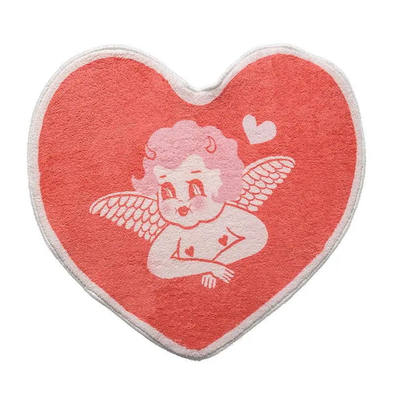 Aesthetic heart rug for y2k and soft girl bedroom or bathroom decor - cupid / small - rugs