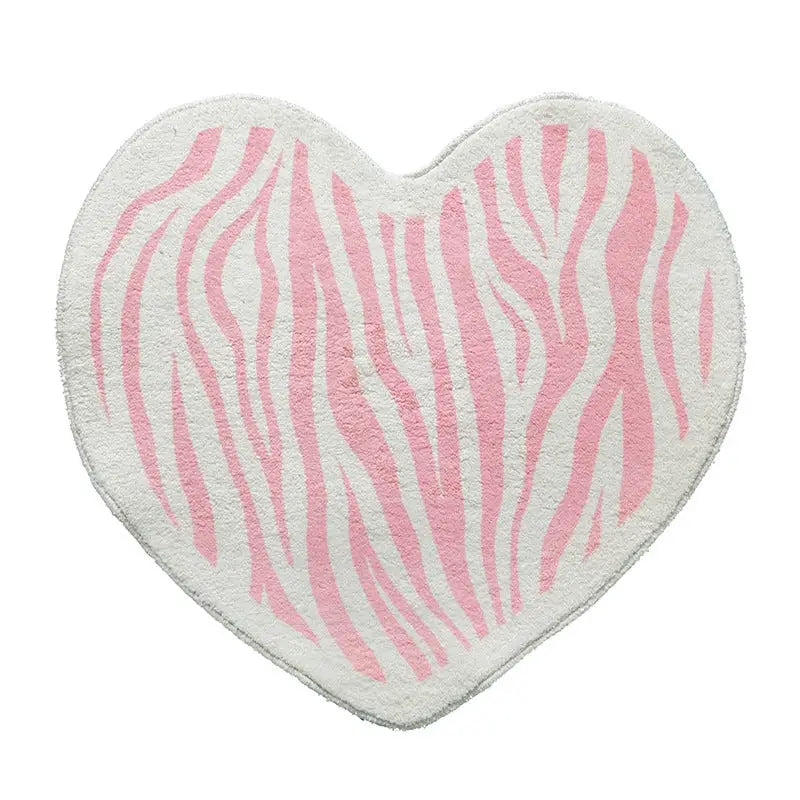 Aesthetic heart rug for y2k and soft girl bedroom or bathroom decor - zebra / small - rugs