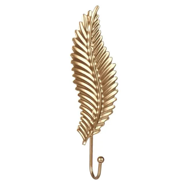 Aesthetic leaf wall hook for stylish bedroom decor - gold / b