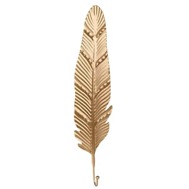 Aesthetic leaf wall hook for stylish bedroom decor - gold / d