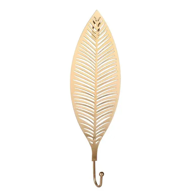 Aesthetic leaf wall hook for stylish bedroom decor - gold / e