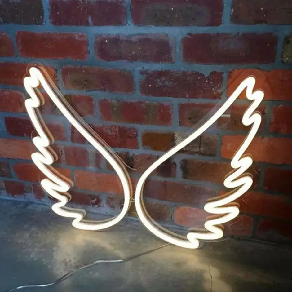 Aesthetic neon light for room decor and ambiance - angel wings