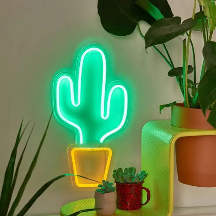 Aesthetic neon light for room decor and ambiance - cactus