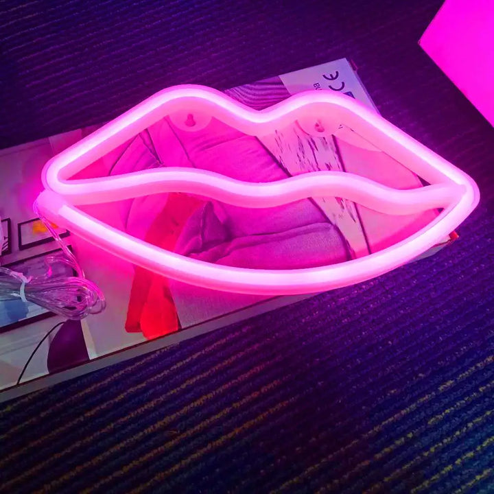 Aesthetic neon light for room decor and ambiance - lips