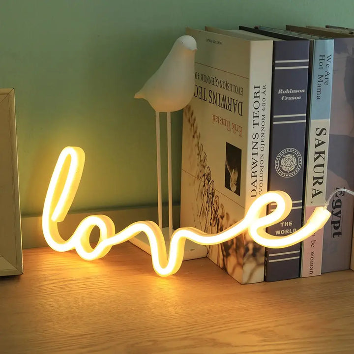 Aesthetic neon light for room decor and ambiance - love