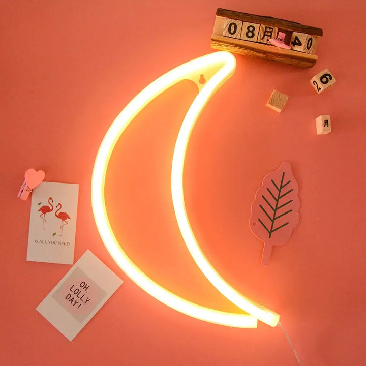 Aesthetic neon light for room decor and ambiance - moon