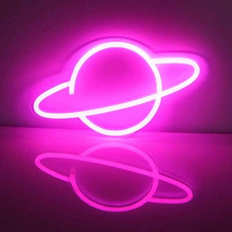 Aesthetic neon light for room decor and ambiance - planet