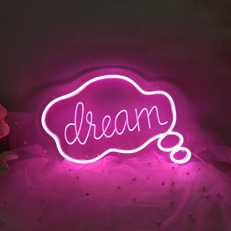 Aesthetic neon sign for room ambiance and decor - dream / blue