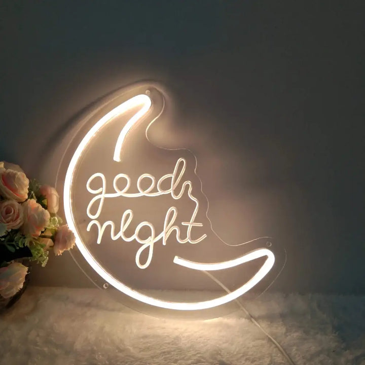 Aesthetic neon sign for room ambiance and decor - good night / blue