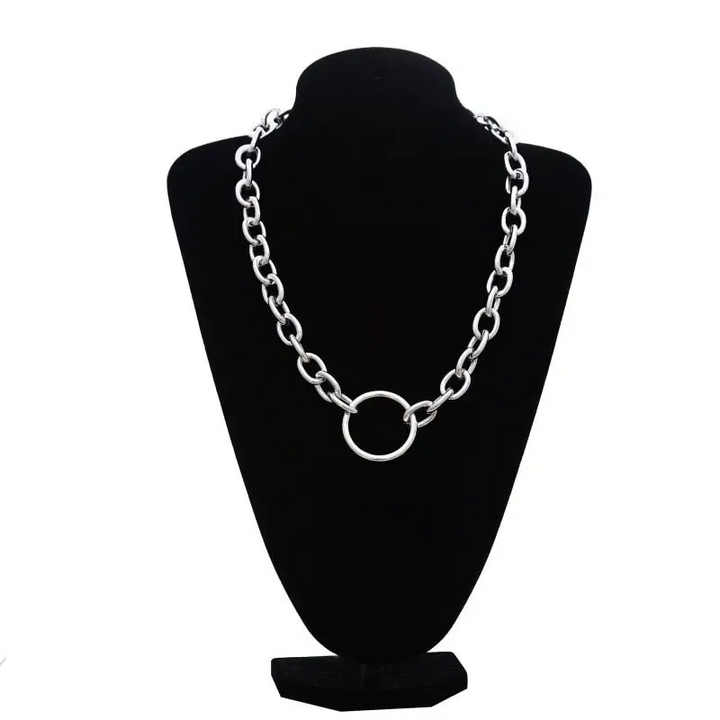 Aesthetic o-ring chain necklace - silver - accessories