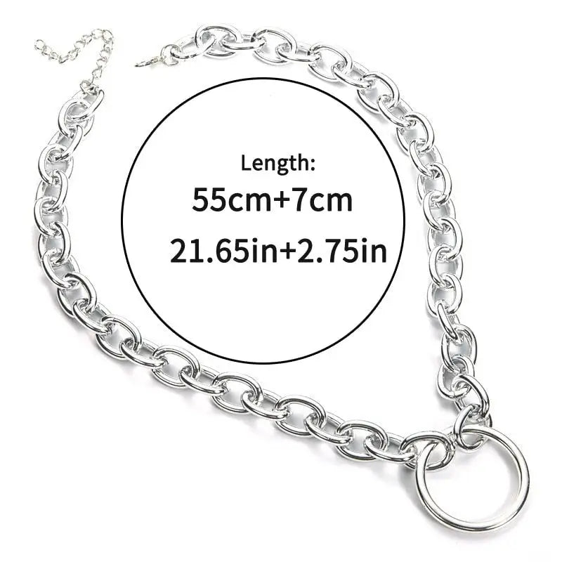 Aesthetic o-ring chain necklace - silver - accessories