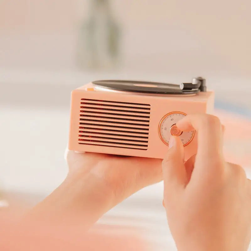 Aesthetic retro vinyl speaker for stylish room decor and music enjoyment