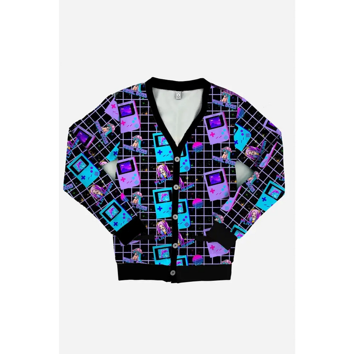 Aesthetic video game black cardigan - s - sweater