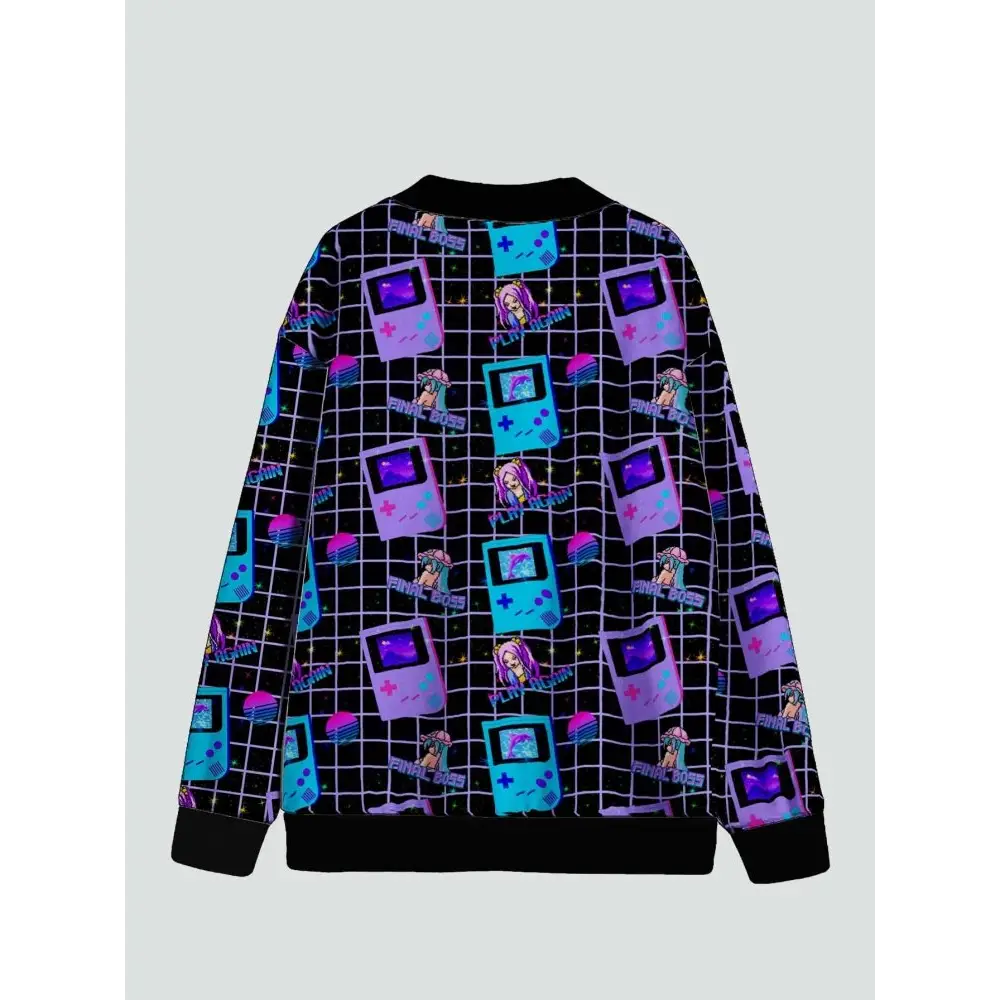 Aesthetic video game black cardigan - sweater