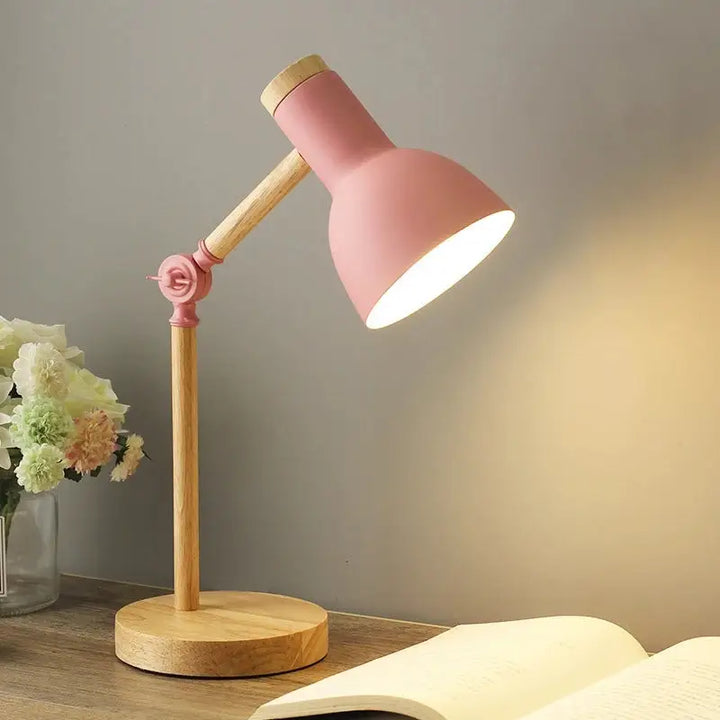 Aesthetic wooden desk lamp with dimmable light for stylish spaces