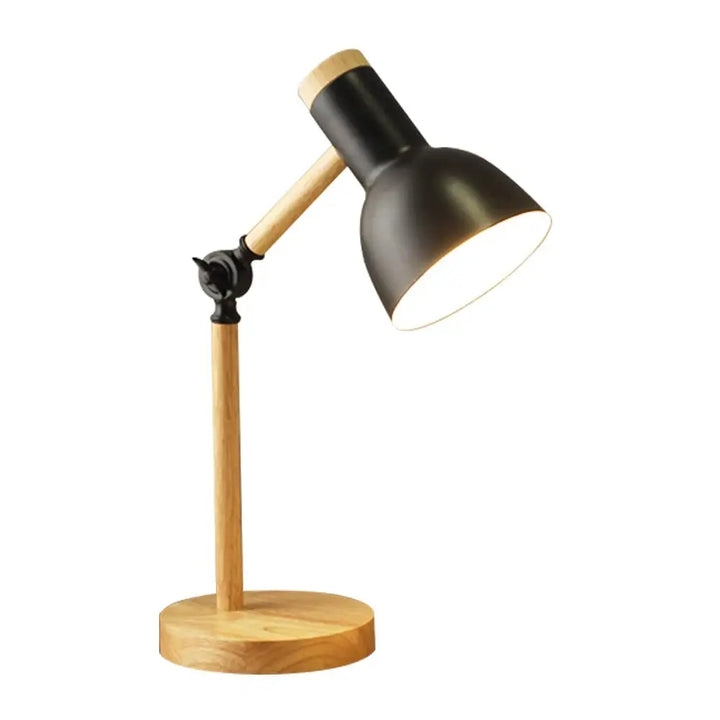 Aesthetic wooden desk lamp with dimmable light for stylish spaces - black / 3 color switching / eu plug