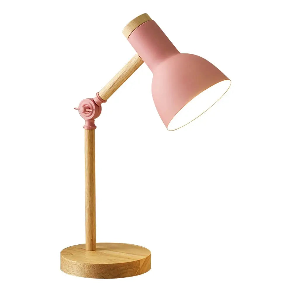 Aesthetic wooden desk lamp with dimmable light for stylish spaces - pink / 3 color switching / eu plug