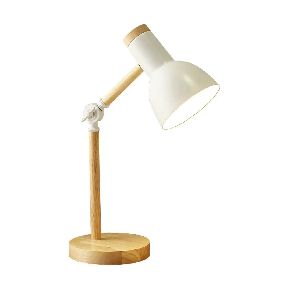 Aesthetic wooden desk lamp with dimmable light for stylish spaces - white / 3 color switching / eu plug