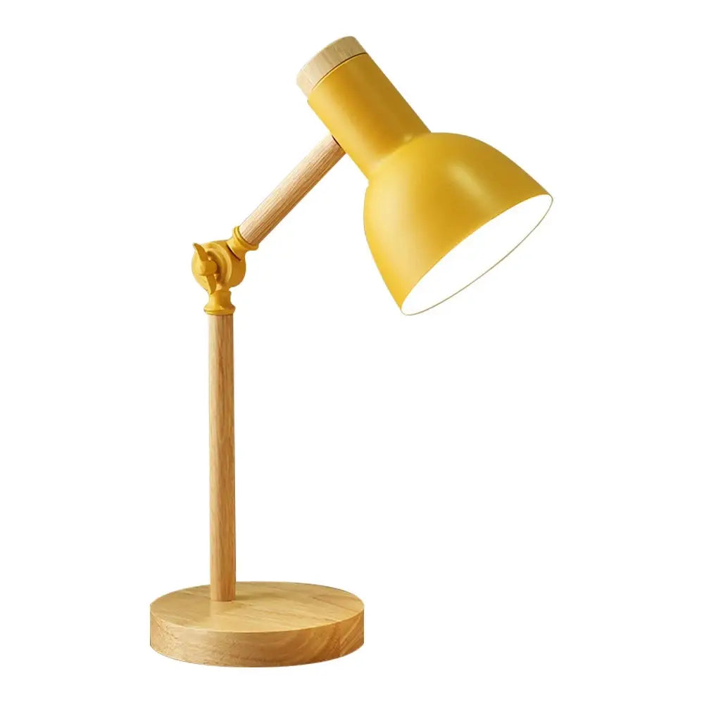 Aesthetic wooden desk lamp with dimmable light for stylish spaces - yellow / 3 color switching / eu plug