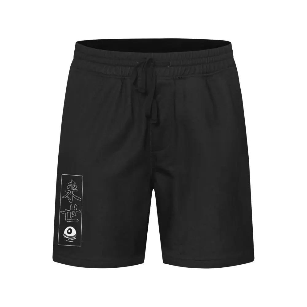 Y2k black cartoon drawstring pocket track shorts with slight stretch - s - men’s mid-length casual (l50)