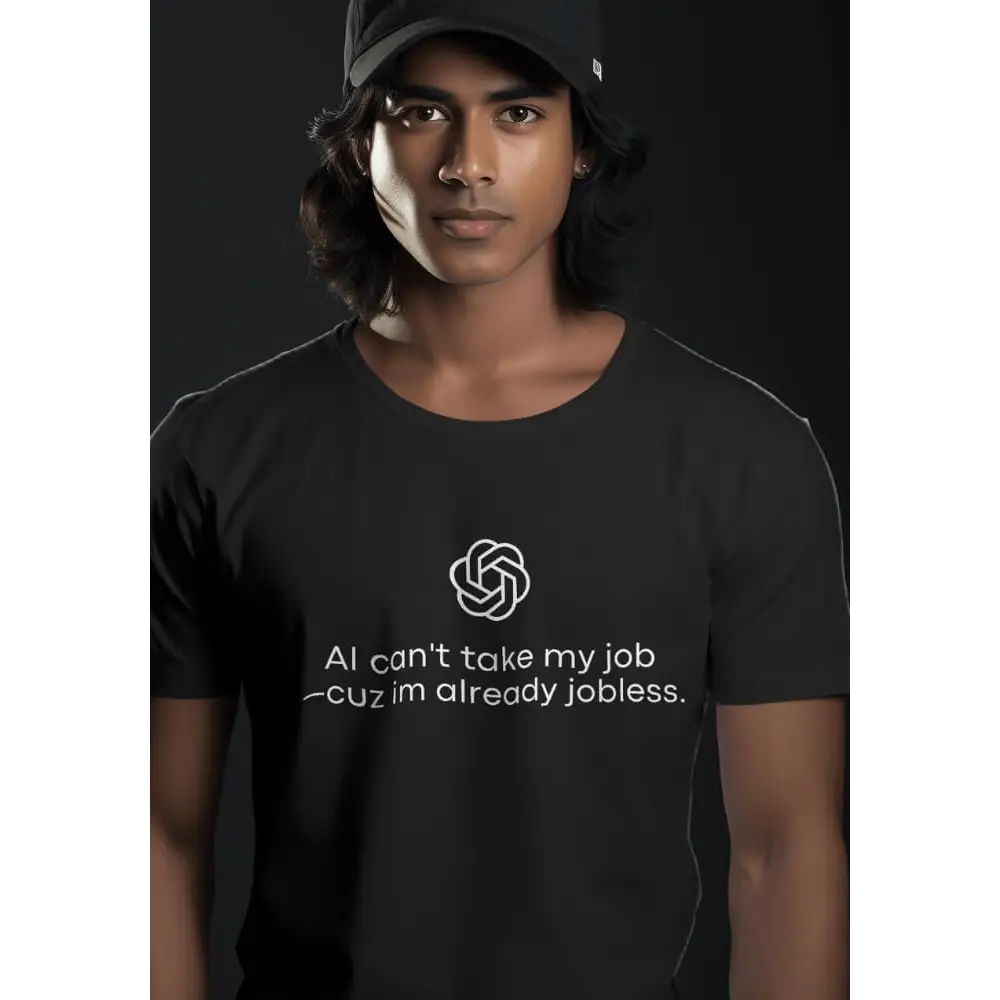 Y2k inspired tee blending humor with technology and employment conversation