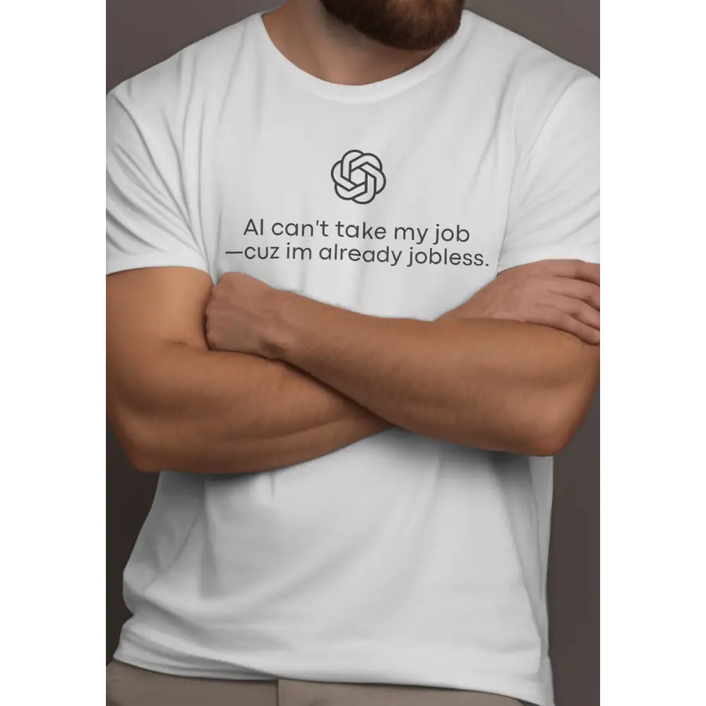 Y2k inspired tee blending humor with technology and employment conversation