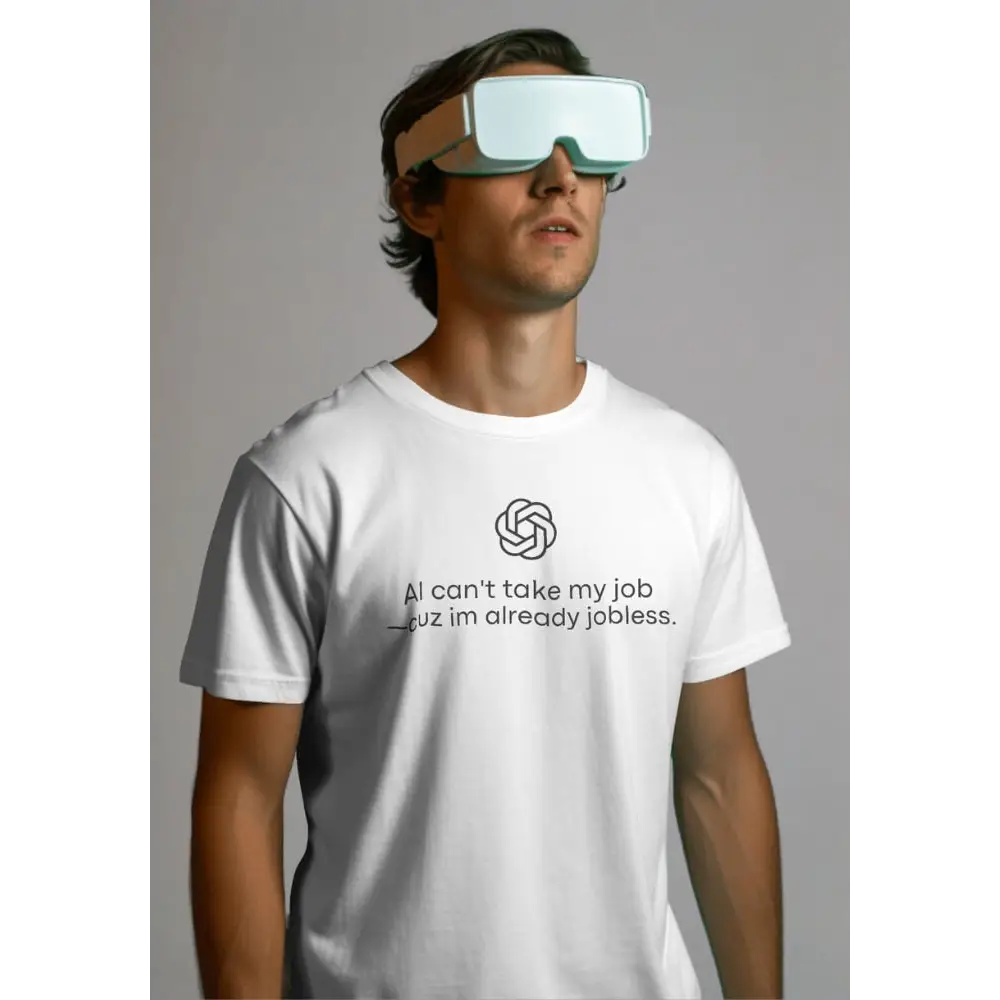 Y2k inspired tee blending humor with technology and employment conversation - white / s