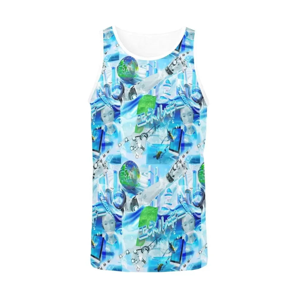 All over print tank top with self-fabric neck binding for men - men’s (t57)