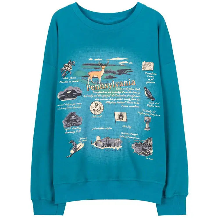 Vintage pennsylvania y2k crewneck sweatshirt with relaxed fit - s / blue - sweatshirts