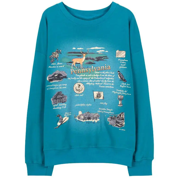 Vintage pennsylvania y2k crewneck sweatshirt with relaxed fit - s / blue - sweatshirts