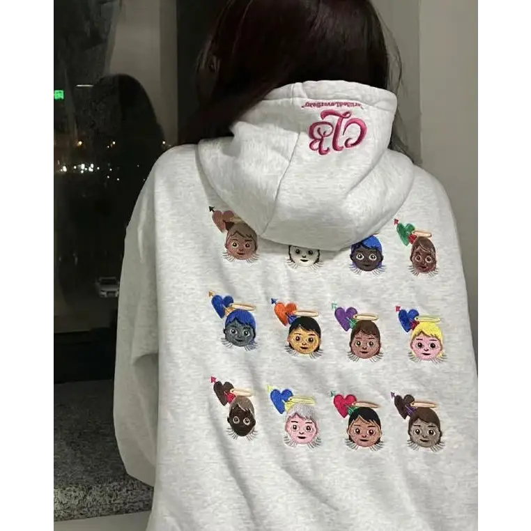 Angel emoji embroidery hoodie for aesthetic outfit lovers