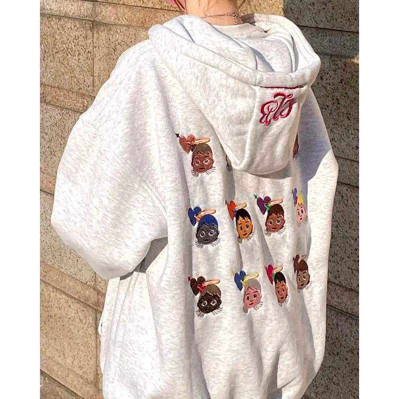 Angel emoji embroidery hoodie for aesthetic outfit lovers