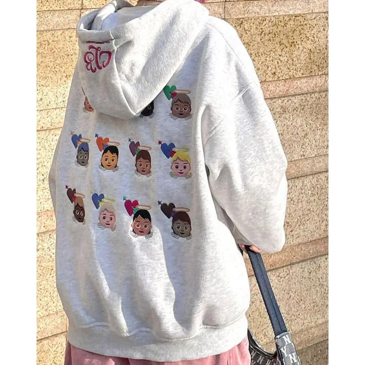 Angel emoji embroidery hoodie for aesthetic outfit lovers