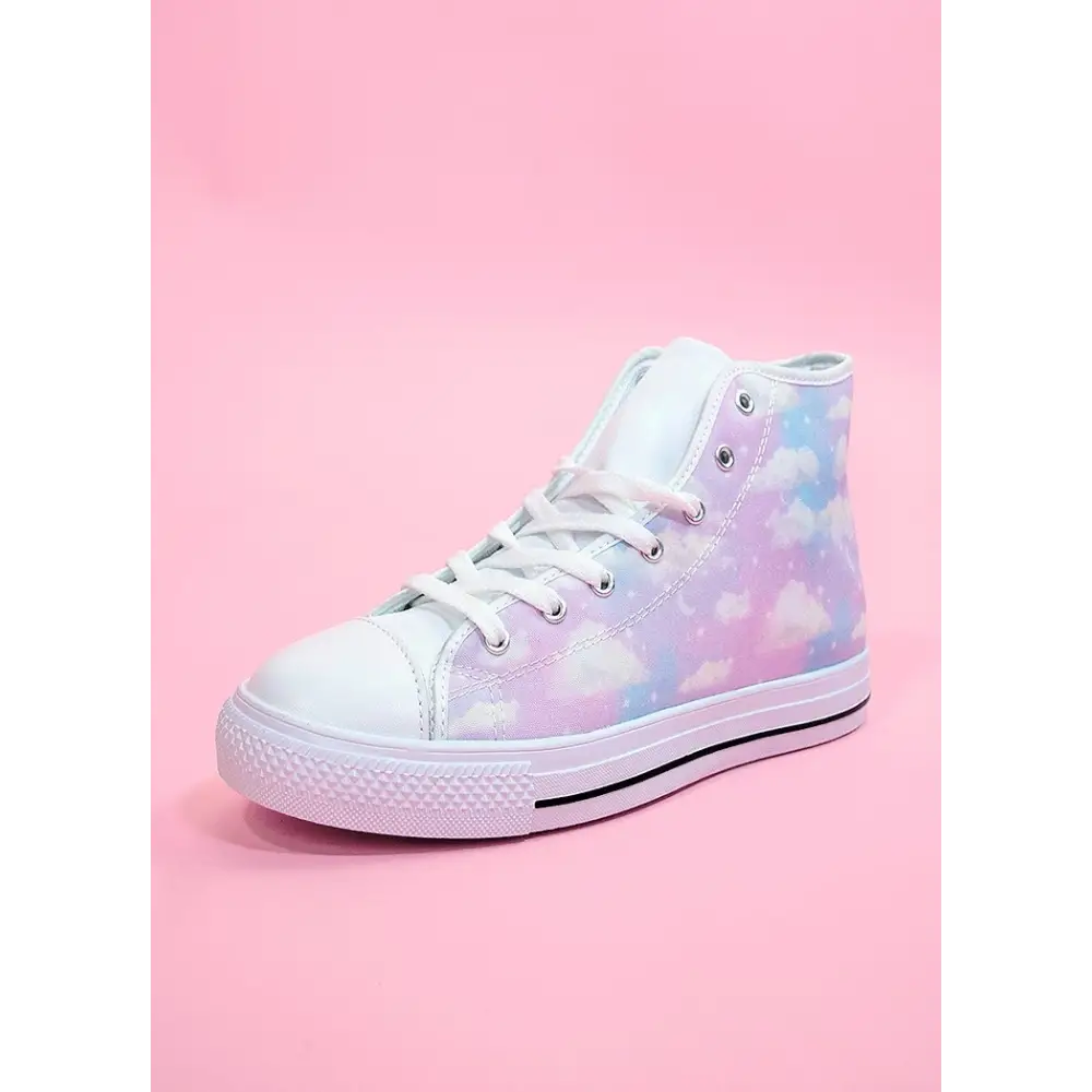 Angelic sky women’s canvas lace-up sneakers with rubber out-sole - high top shoes (017)