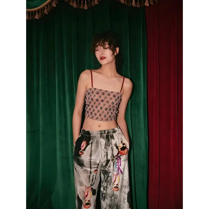 Wild elegance animal pattern crop top with sheer mesh back