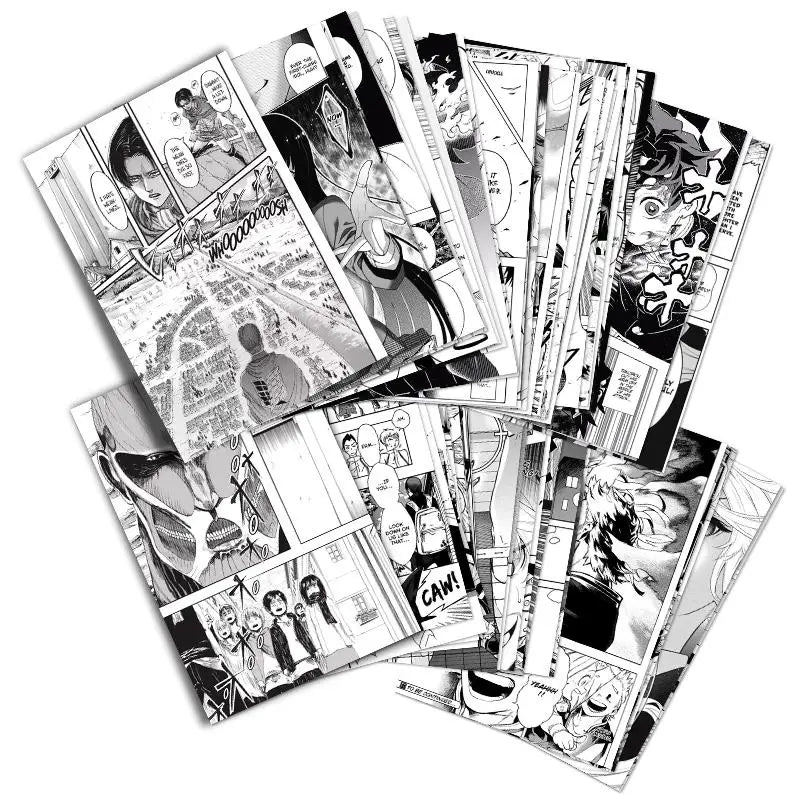 Anime collage kit for aesthetic room decor with 50 manga-themed cards - posters prints & visual artwork