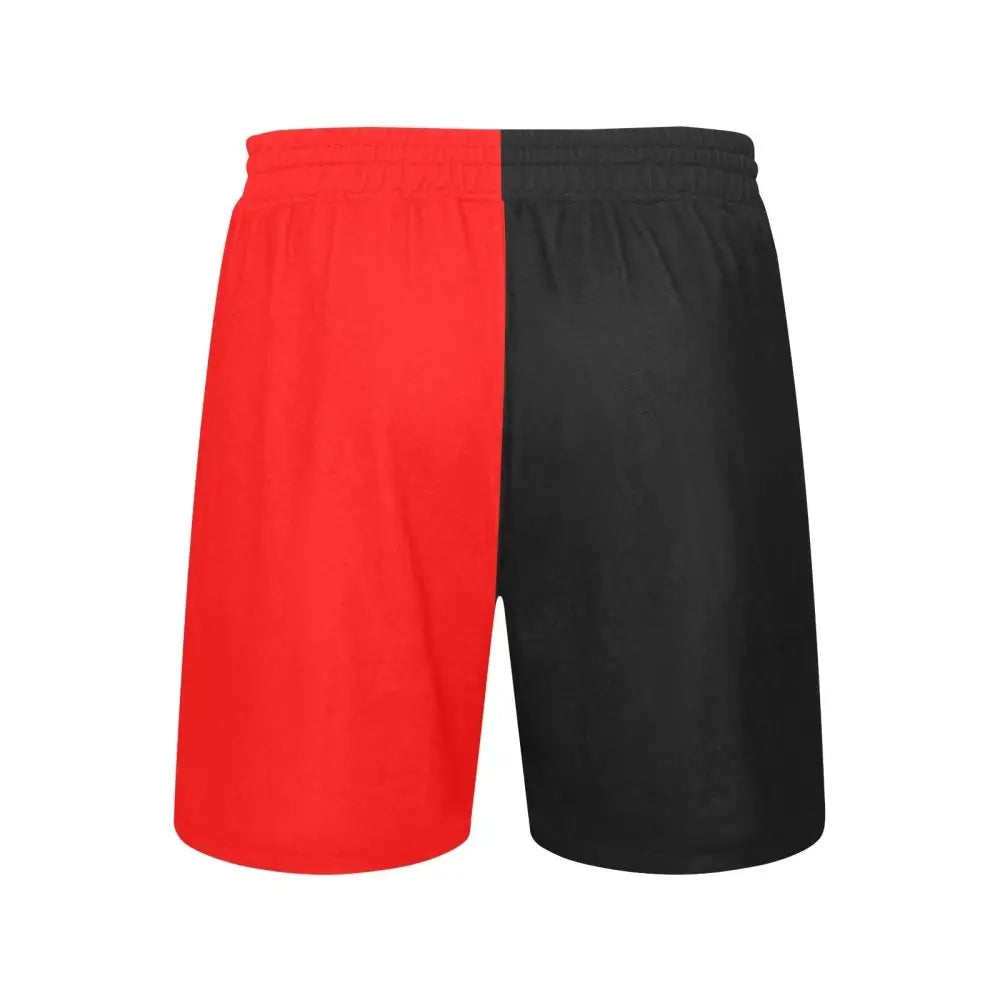 Anime contrast black and red men’s shorts - mid-length casual (l50)