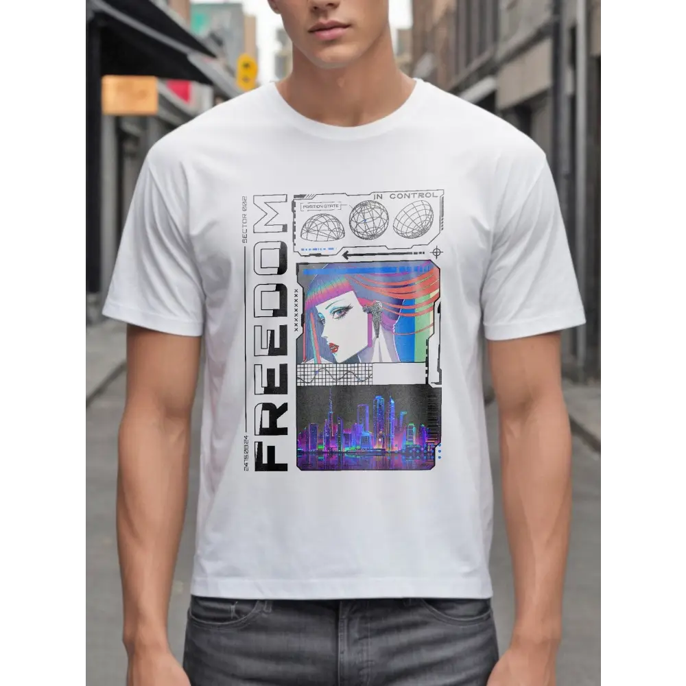 Anime cyber city streetwear tshirt - s / white - men’s t-shirt