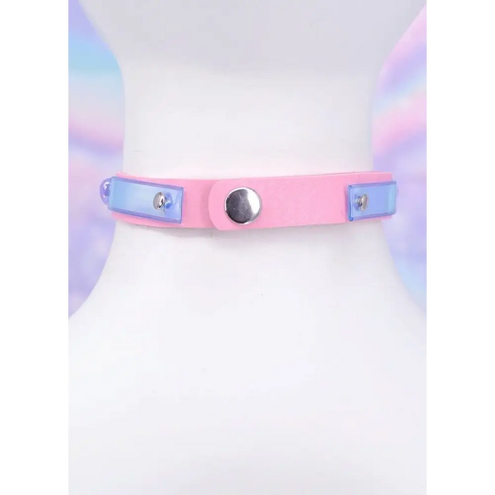 Angelic sky sneakers with faux leather pendant and adjustable bands - choker necklace