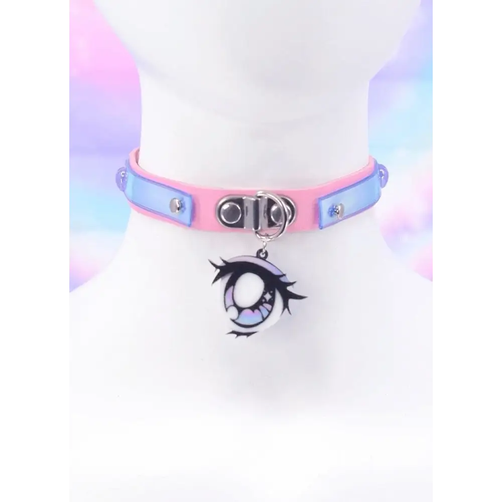 Angelic sky sneakers with faux leather pendant and adjustable bands - m / pink - choker necklace