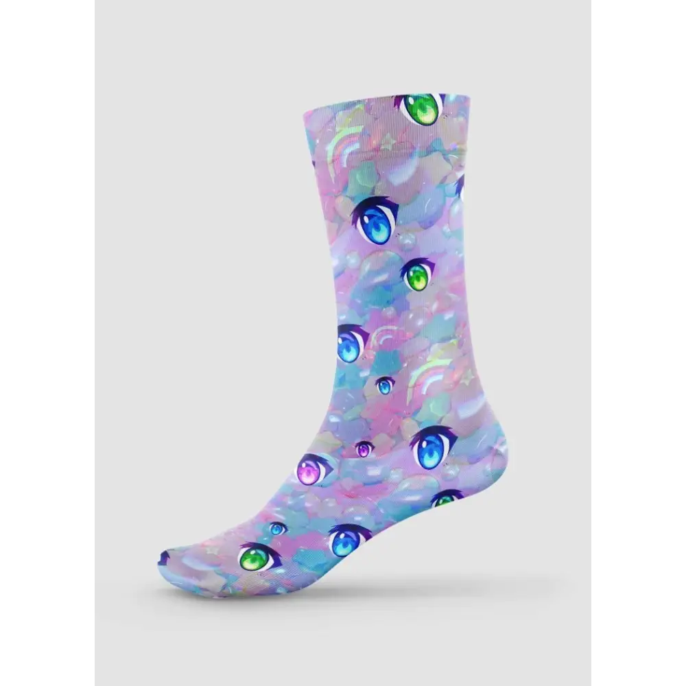 Anime eye pattern crew socks - one size - all over print for men