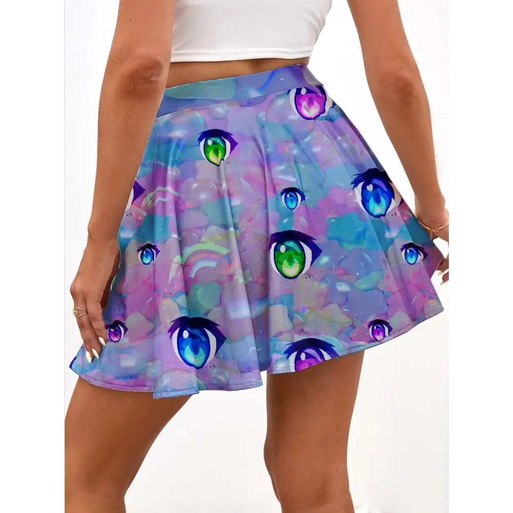 Anime eyes decora kei skirt for whimsical kawaii fashion