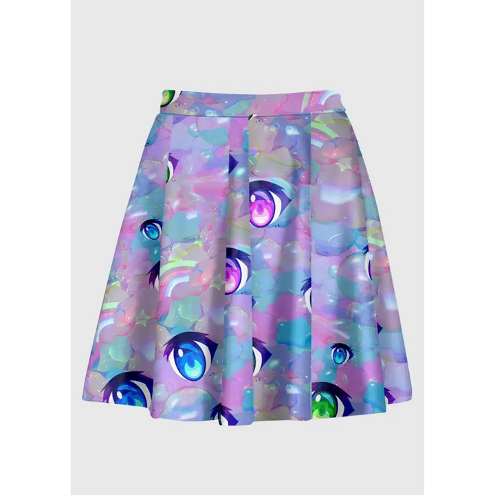 Anime eyes decora kei skirt for whimsical kawaii fashion