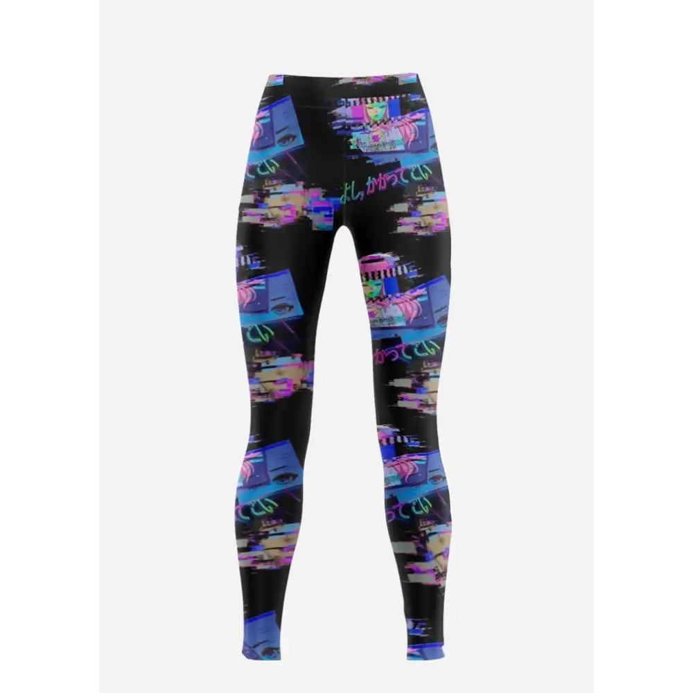 Anime glitch low rise leggings - (invisible stitch) (l05)