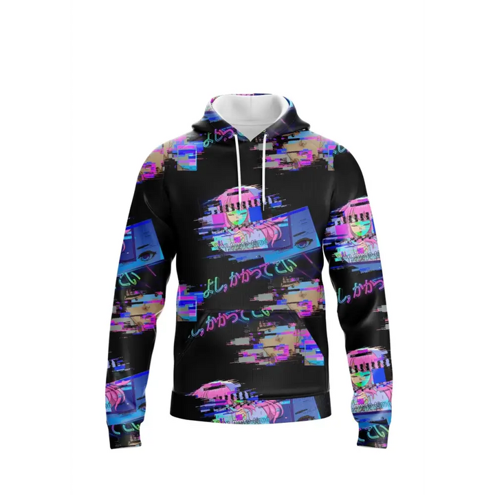 Y2k full zip unisex hoodie with kangaroo pocket fringes - s - all over print